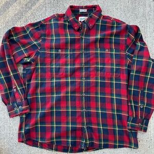 Duluth Trading Co Men's Red Plaid Shirt Relaxed Untucked Size XL Tall
